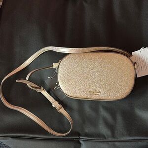 Kate Spade Gold Crossbody Glimmer Oval Camera Bag NWT